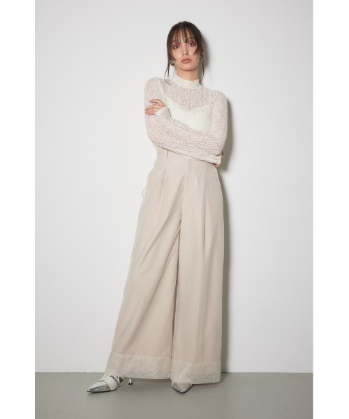 rienda（リエンダ）の「ストレッチチュールカットトップス　レーストップス 春服（Tシャツ/カットソー・レディース・ブラック/ライトピンク/ホワイト・FREE）」の6枚目の写真