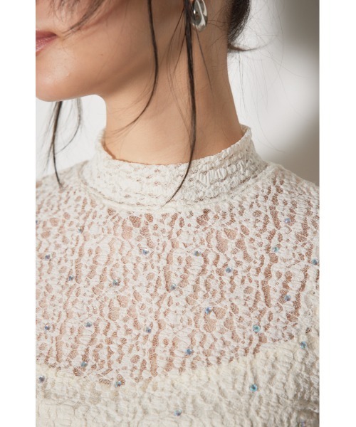 rienda（リエンダ）の「ストレッチチュールカットトップス　レーストップス 春服（Tシャツ/カットソー・レディース・ブラック/ライトピンク/ホワイト・FREE）」の10枚目の写真