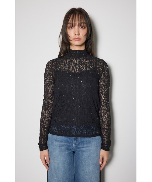 rienda（リエンダ）の「ストレッチチュールカットトップス　レーストップス 春服（Tシャツ/カットソー・レディース・ブラック/ライトピンク/ホワイト・FREE）」の18枚目の写真