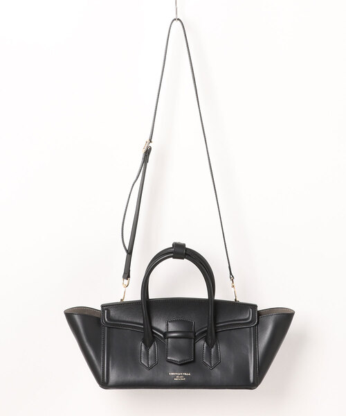 CHRISTIAN VILLA(クリスチャンヴィラ)の「【CHRISTIAN VILLA】レザーワイドハンドバッグ(Q56435)(ハンドバッグ・レディース・ベージュ/ブラック・ALL)」の2枚目の写真