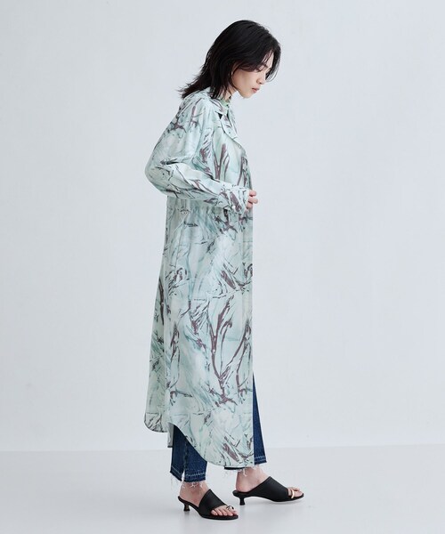 GALLEST（ギャレスト）の「ウォータープリントシャツワンピース（ワンピース・レディース・ライトグリーン/ナチュラル・38）」の9枚目の写真