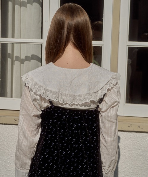 Birthday room（バースデイルーム）の「ビッグカラーフリルブラウス/big collar frill blouse（シャツ/ブラウス・レディース・ブラック/ホワイト・FREE）」の7枚目の写真