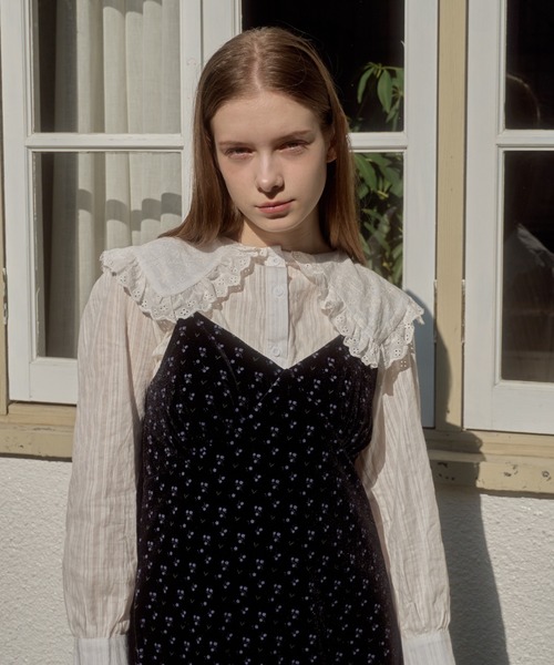 Birthday room（バースデイルーム）の「ビッグカラーフリルブラウス/big collar frill blouse（シャツ/ブラウス・レディース・ブラック/ホワイト・FREE）」の12枚目の写真