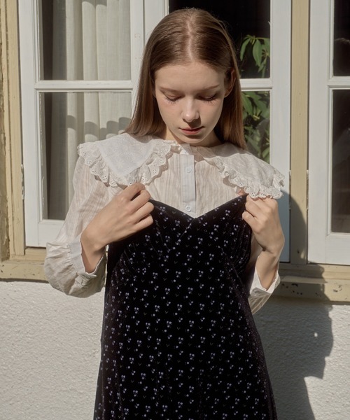 Birthday room（バースデイルーム）の「ビッグカラーフリルブラウス/big collar frill blouse（シャツ/ブラウス・レディース・ブラック/ホワイト・FREE）」の13枚目の写真