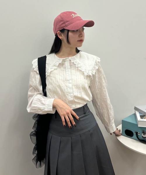 Birthday room（バースデイルーム）の「ビッグカラーフリルブラウス/big collar frill blouse（シャツ/ブラウス・レディース・ブラック/ホワイト・FREE）」の20枚目の写真