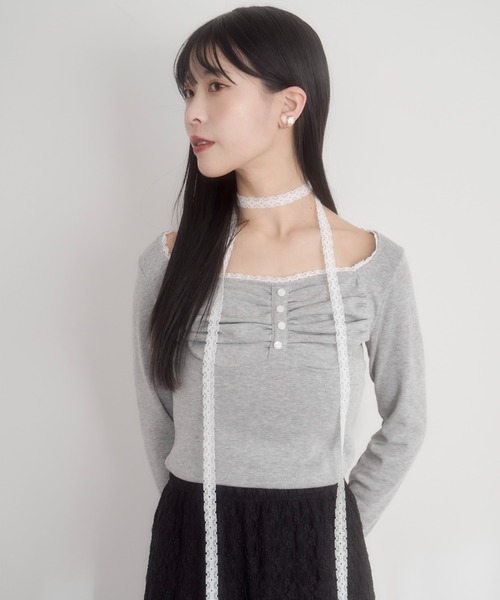チョーカー＋トップス レースチョーカートップス（Tシャツ/カットソー）｜mellowneon