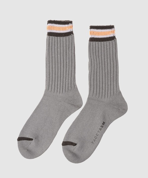 FACETASM（ファセッタズム）の「RIB SOCKS（ソックス/靴下・メンズ・グレー×ホワイト・0）」の2枚目の写真
