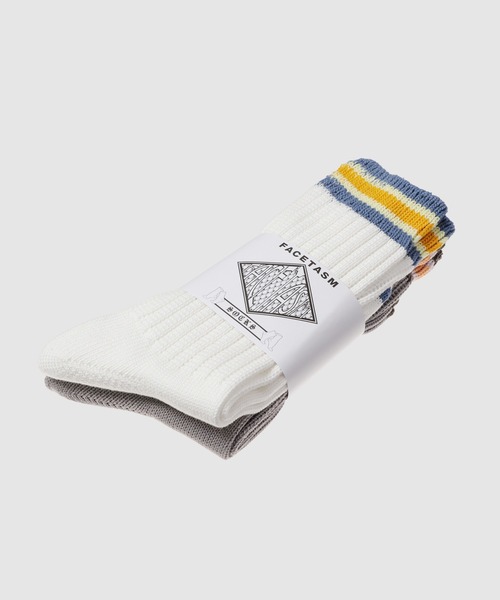 FACETASM（ファセッタズム）の「RIB SOCKS（ソックス/靴下・メンズ・グレー×ホワイト・0）」の8枚目の写真