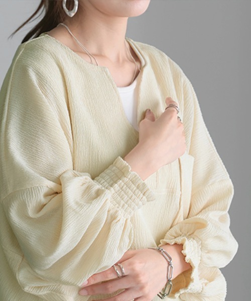 HUG.U(ハグユー)の「「アイロン要らず」楊柳チュニック セットアップ可能(シャツ/ブラウス・レディース・ブラック/テラコッタ/サンドベージュ/アイボリー・FREE)」の7枚目の写真