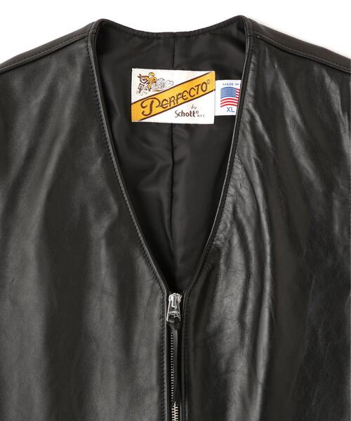 schott(ショット)の「Schott/ショット/193V LEATHER VEST/レザーベスト(ベスト・メンズ・ブラック・S/M/L/XL)」の4枚目の写真