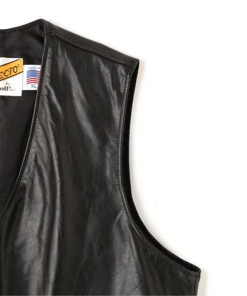 schott（ショット）の「Schott/ショット/193V LEATHER VEST/レザーベスト（ベスト・メンズ・ブラック・S/M/L/XL）」の4枚目の写真