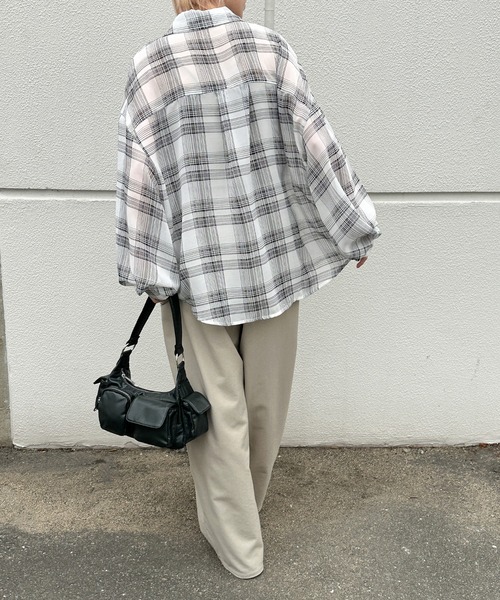 select MOCA（セレクトモカ）の「チェックシアーシャツ（シャツ/ブラウス・レディース・オフホワイト/ブラック・FREE）」の13枚目の写真