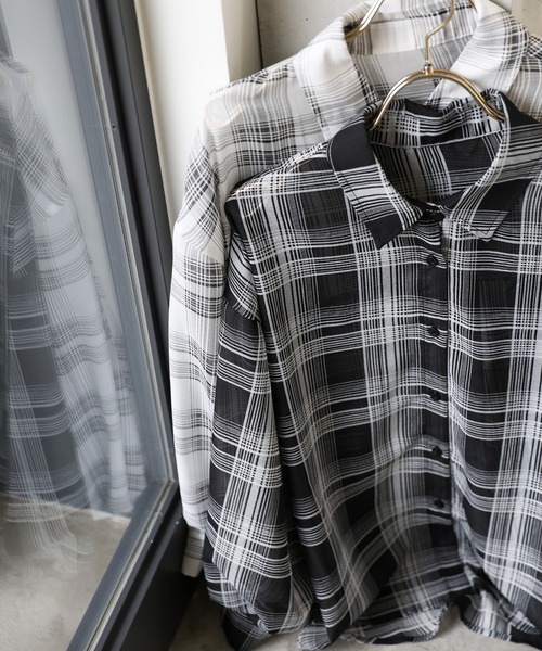 select MOCA（セレクトモカ）の「チェックシアーシャツ（シャツ/ブラウス・レディース・オフホワイト/ブラック・FREE）」の16枚目の写真