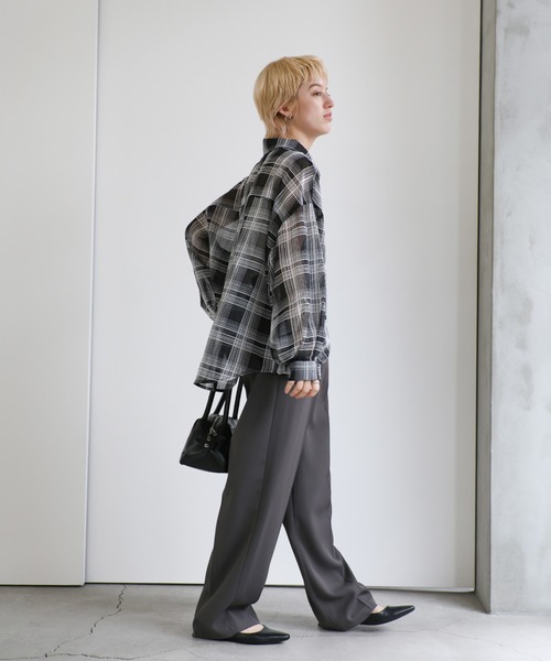 select MOCA（セレクトモカ）の「チェックシアーシャツ（シャツ/ブラウス・レディース・オフホワイト/ブラック・FREE）」の22枚目の写真