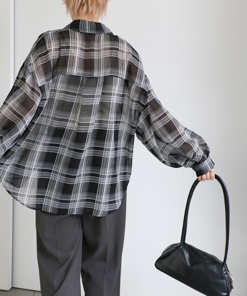 select MOCA（セレクトモカ）の「チェックシアーシャツ（シャツ/ブラウス・レディース・オフホワイト/ブラック・FREE）」の19枚目の写真