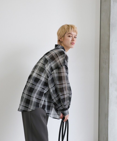 select MOCA（セレクトモカ）の「チェックシアーシャツ（シャツ/ブラウス・レディース・オフホワイト/ブラック・FREE）」の18枚目の写真