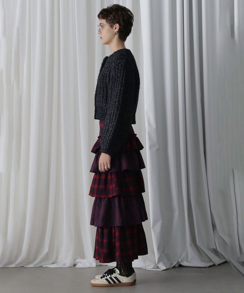 ROSE BUD(ローズバッド)の「LOW GAUGE KNIT CARDIGAN(カーディガン/ボレロ・レディース・ブラック/ピンク・ONE SIZE)」の4枚目の写真