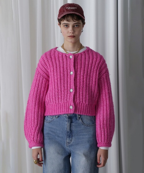 ROSE BUD(ローズバッド)の「LOW GAUGE KNIT CARDIGAN(カーディガン/ボレロ・レディース・ブラック/ピンク・ONE SIZE)」の16枚目の写真