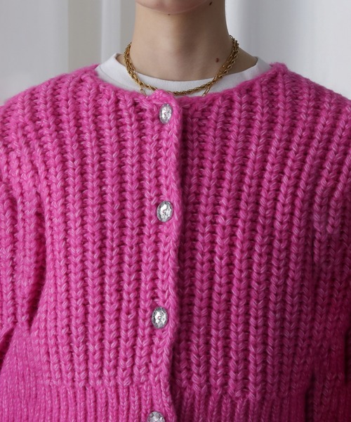 ROSE BUD(ローズバッド)の「LOW GAUGE KNIT CARDIGAN(カーディガン/ボレロ・レディース・ブラック/ピンク・ONE SIZE)」の19枚目の写真