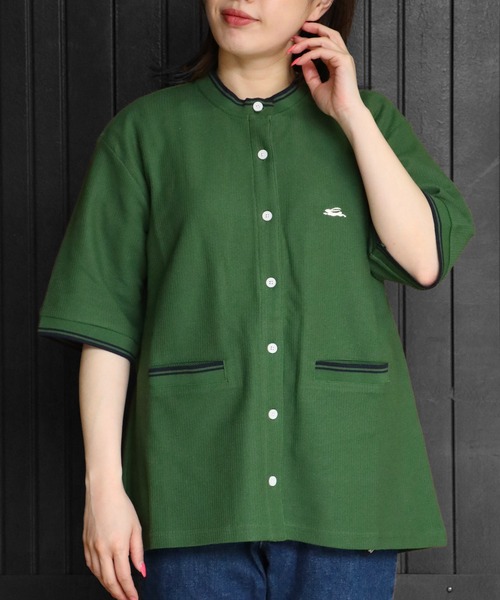 KRIFF MAYER Lady's Collection（クリフメイヤーレディースコレクション）の「冷感リンクスカノコ5分袖カーデ（カーディガン/ボレロ・レディース・ブラック/ネイビー/オフホワイト/カラフル/グリーン/ピンク・LARGE/MEDIUM）」の3枚目の写真