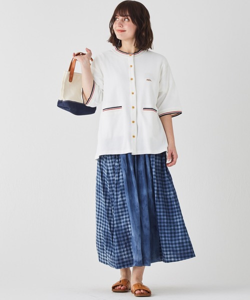 KRIFF MAYER Lady's Collection（クリフメイヤーレディースコレクション）の「冷感リンクスカノコ5分袖カーデ（カーディガン/ボレロ・レディース・ブラック/ネイビー/オフホワイト/カラフル/グリーン/ピンク・LARGE/MEDIUM）」の12枚目の写真