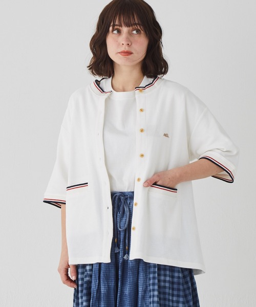 KRIFF MAYER Lady's Collection（クリフメイヤーレディースコレクション）の「冷感リンクスカノコ5分袖カーデ（カーディガン/ボレロ・レディース・ブラック/ネイビー/オフホワイト/カラフル/グリーン/ピンク・LARGE/MEDIUM）」の15枚目の写真