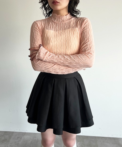 apres jour（アプレジュール）の「ウェーブシアータートルインナー（Tシャツ/カットソー・レディース・アイボリー/ブラック/ピンク・フリー/X-LARGE）」の3枚目の写真