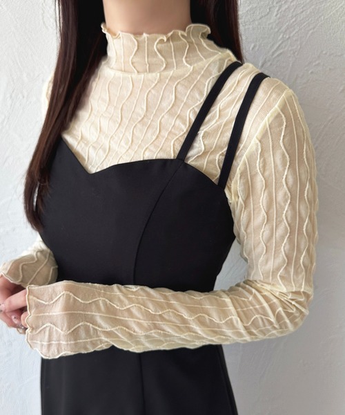 apres jour（アプレジュール）の「ウェーブシアータートルインナー（Tシャツ/カットソー・レディース・アイボリー/ブラック/ピンク・フリー/X-LARGE）」の11枚目の写真