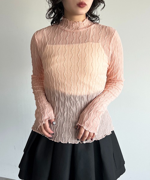 apres jour（アプレジュール）の「ウェーブシアータートルインナー（Tシャツ/カットソー・レディース・アイボリー/ブラック/ピンク・フリー/X-LARGE）」の8枚目の写真