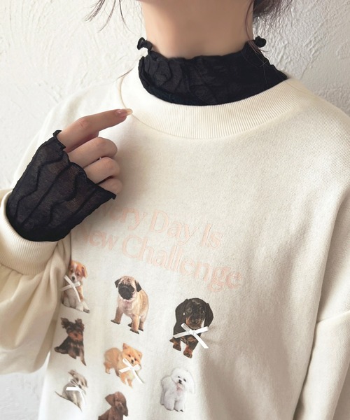 apres jour（アプレジュール）の「ウェーブシアータートルインナー（Tシャツ/カットソー・レディース・アイボリー/ブラック/ピンク・フリー/X-LARGE）」の4枚目の写真