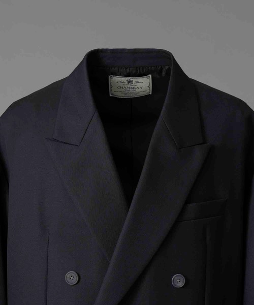 MAISON SPECIAL（メゾンスペシャル）の「《UNISEX》4 Colors Chambray Washable Wool Prime-Over Peaked Lapel Double Breasted Jacket/4色シャンブレーウォッシャブルウールプライムオーバーピークドラペルダブルブレステッドジャケット【MAISON SPECIAL/メゾンスペシャル】（テーラードジャケット・メンズ・ライトブルー/チャコールグレー/グレー/ブルー/ブラック・0/2/1）」の12枚目の写真