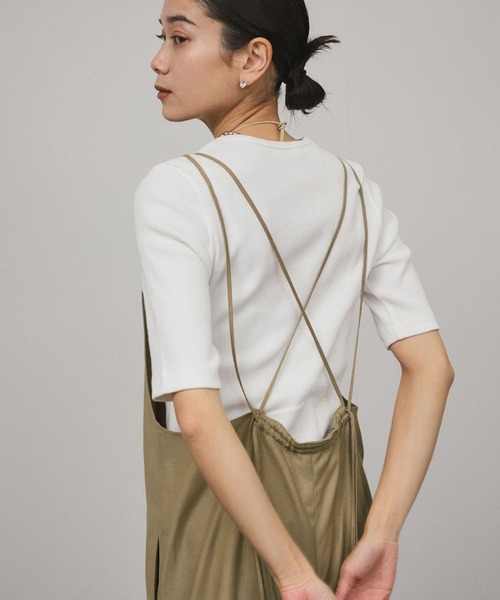 SALON adam et rope'（サロン アダム エ ロペ）の「【セットアップ対応】ドレープスラブサロペット（つなぎ/オールインワン・レディース・チャコールグレー/ベージュ・M/S）」の20枚目の写真