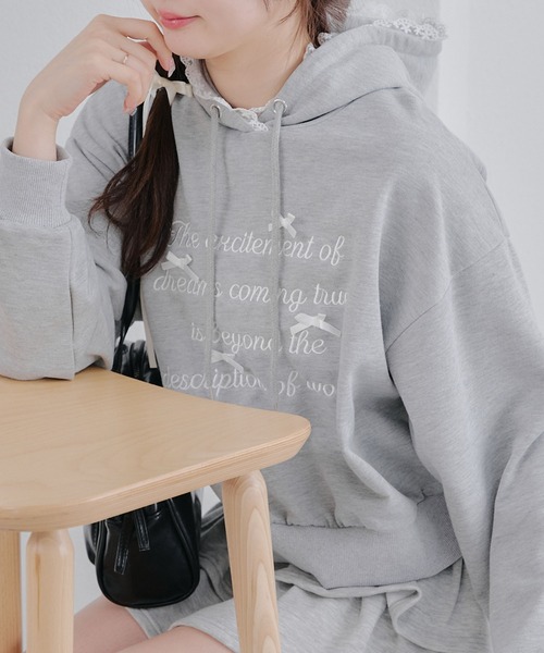 Another Branch olive des olive(アナザーブランチオリーブデオリーブ)の「レースフードリボンパーカー(パーカー・レディース・オフホワイト/ブラック/トップグレー・FREE)」の3枚目の写真