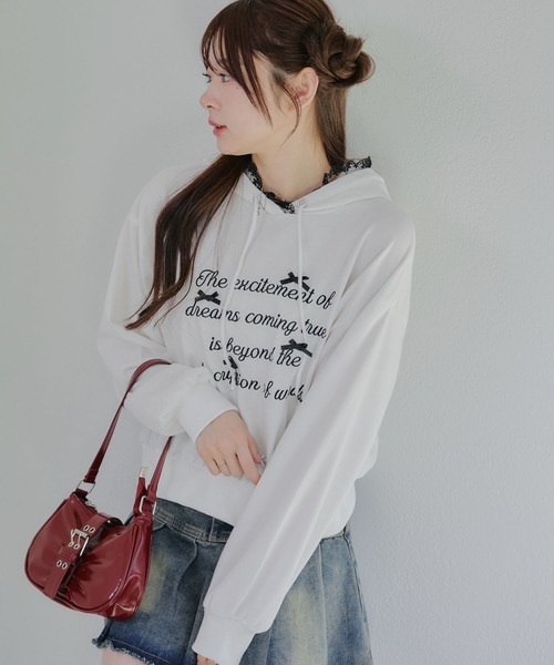 Another Branch olive des olive(アナザーブランチオリーブデオリーブ)の「レースフードリボンパーカー(パーカー・レディース・オフホワイト/ブラック/トップグレー・FREE)」の11枚目の写真