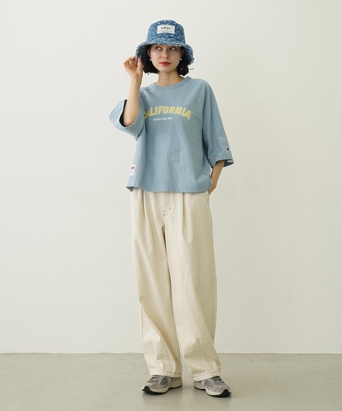 MILKFED.(ミルクフェド)の「FLORAL PATTERN DENIM FRINGE BUCKET HAT(ハット・レディース・ベージュ/ブルー/ブラック・ONE SIZE)」の7枚目の写真