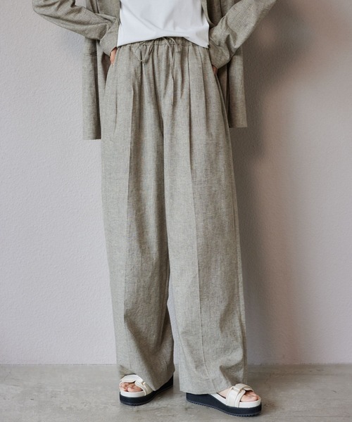 BARNYARDSTORM（バンヤードストーム）の「BARNYARDSTORM / COMFITリネンイージーパンツ＜セットアップ対応＞【WEB限定サイズ】 【『BABALOG』チャンネルご紹介アイテム】（その他パンツ・レディース・チャコールグレー/ベージュ・S/M/L）」の3枚目の写真