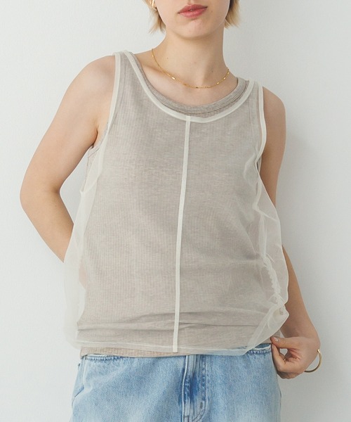 hunch（ハンチ）の「チュールレイヤード リブタンクトップセット（タンクトップ・レディース・ブラック系その他/グレー系その他/ベージュ系その他・FREE）」の16枚目の写真