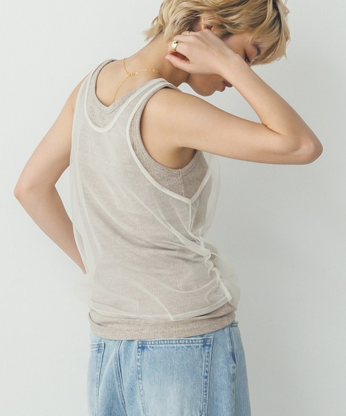 hunch（ハンチ）の「チュールレイヤード リブタンクトップセット（タンクトップ・レディース・ブラック系その他/グレー系その他/ベージュ系その他・FREE）」の15枚目の写真