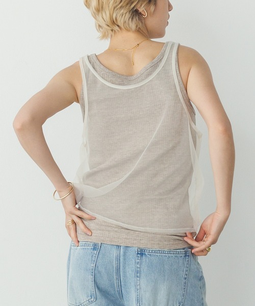 hunch（ハンチ）の「チュールレイヤード リブタンクトップセット（タンクトップ・レディース・ブラック系その他/グレー系その他/ベージュ系その他・FREE）」の14枚目の写真