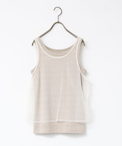 hunch（ハンチ）の「チュールレイヤード リブタンクトップセット（タンクトップ・レディース・ブラック系その他/グレー系その他/ベージュ系その他・FREE）」の8枚目の写真