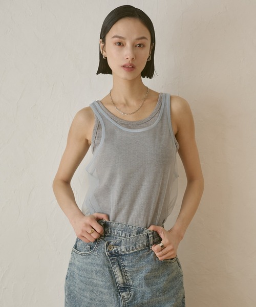 hunch(ハンチ)の「チュールレイヤード リブタンクトップセット(タンクトップ・レディース・ブラック系その他/グレー系その他/ベージュ系その他・FREE)」の17枚目の写真