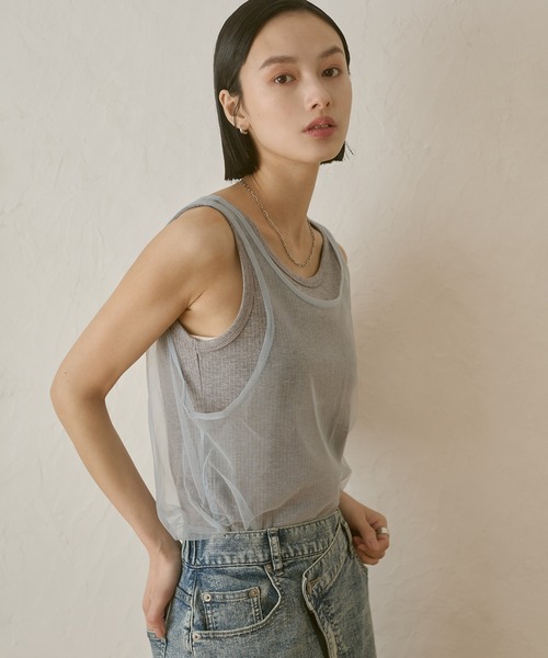 hunch(ハンチ)の「チュールレイヤード リブタンクトップセット(タンクトップ・レディース・ブラック系その他/グレー系その他/ベージュ系その他・FREE)」の18枚目の写真