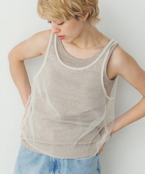 hunch（ハンチ）の「チュールレイヤード リブタンクトップセット（タンクトップ・レディース・ブラック系その他/グレー系その他/ベージュ系その他・FREE）」の21枚目の写真