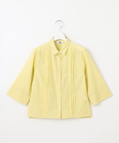 J.PRESS(ジェイプレス)の「【洗える】リネンminiチェック フロントピンタック シャツ(シャツ/ブラウス・レディース・ライトグリーン系3/ネイビー系3/ピンク系3・T13/T15)」の12枚目の写真
