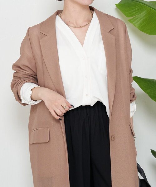 Jena espace merveilleux(ジェナ エスパスメルヴェイユ)の「【デコルテすっきり】トロミダブルVシャツ(シャツ/ブラウス・レディース・イエロー/ブラック/オフホワイト・FREE)」の9枚目の写真