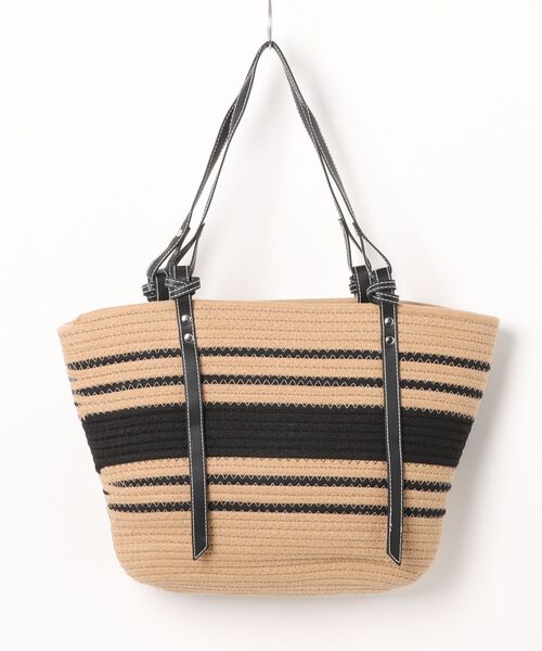 florist(フローリスト)の「【A4収納可】レザーライクハンドルナチュラルトートバッグ(かごバッグ・レディース・ホワイト系2/ベージュ系1/ベージュ系2/ブラック系3/ホワイト系1・FREE)」の9枚目の写真