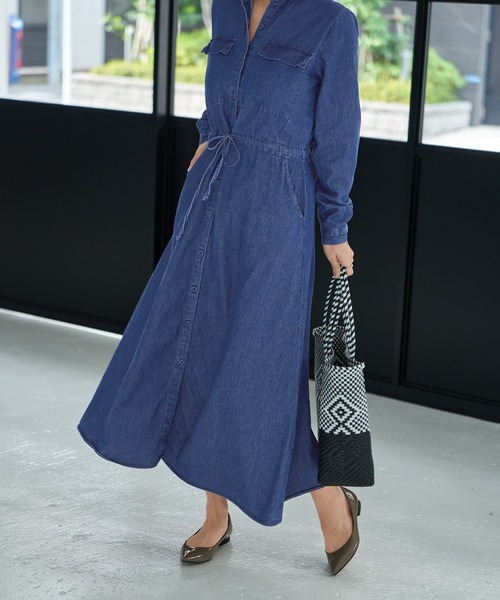 Psize】【LUXE】ダンガリーデニムシャツワンピース（ワンピース