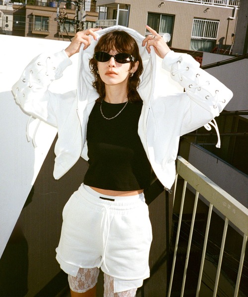 ENVYM（アンビー）の「カットオフスウェットショートパンツ（スウェットパンツ・レディース・グレー/ブラック/ホワイト・FREE）」の21枚目の写真