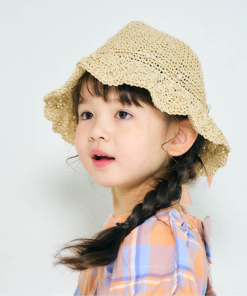 apres les cours(アプレレクール)の「ペーパークロシェハット(ハット・キッズ・ベージュ/アイボリー・54/58/50)」の1枚目の写真