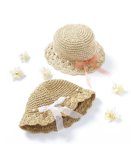 apres les cours(アプレレクール)の「ペーパークロシェハット(ハット・キッズ・ベージュ/アイボリー・54/58/50)」の8枚目の写真